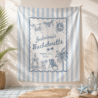 Beach Coastal Blue Bachelorette Party Tapestry