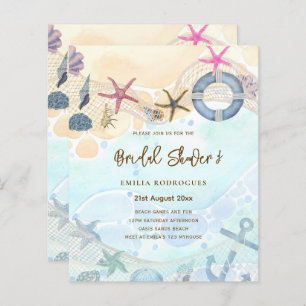 Beach Coastal Bridal Shower Invite Sand Ocean Life