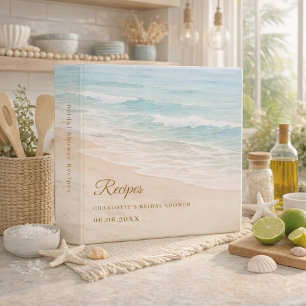 Beach coastal Bridal Shower recipe Binder