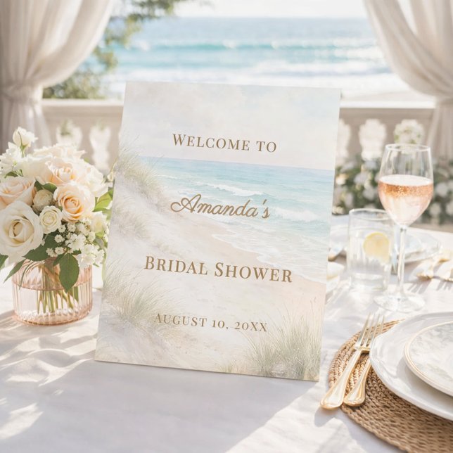 Beach coastal Bridal Shower welcome Pedestal Sign (Creator Uploaded)