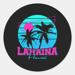 Beach Coastal City Vacation Souvenir Lahaina 1 Classic Round Sticker