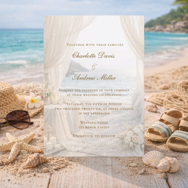 Beach coastal elegant wedding invitation (Creator Uploaded)