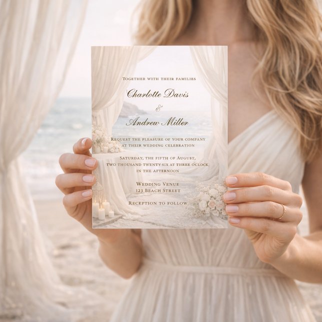 Beach coastal elegant wedding invitation (Creator Uploaded)