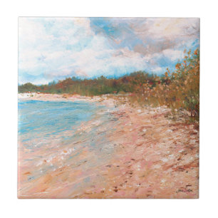 Beach Coastal Michigan Shoreline Art Tile