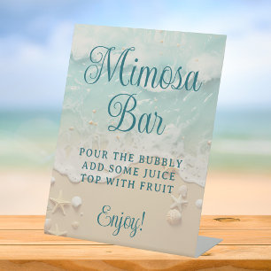 Beach Coastal Mimosa Bar Bridal Shower Pedestal Sign