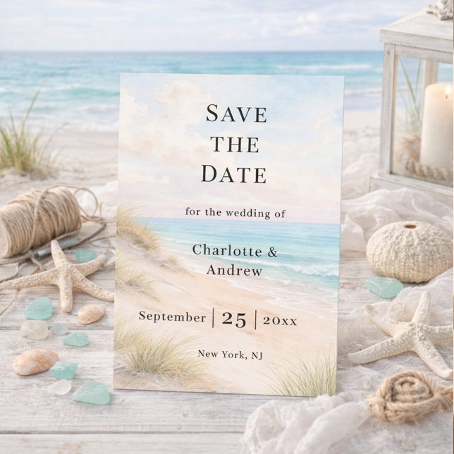 Beach coastal modern wedding save the date (Creator Uploaded)