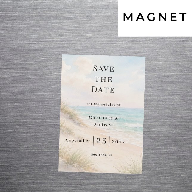 Beach coastal modern wedding Save the Date magnet (Créateur téléchargé)