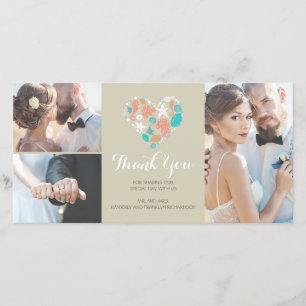 Beach Coastal Nautical Heart Wedding Thank You Card