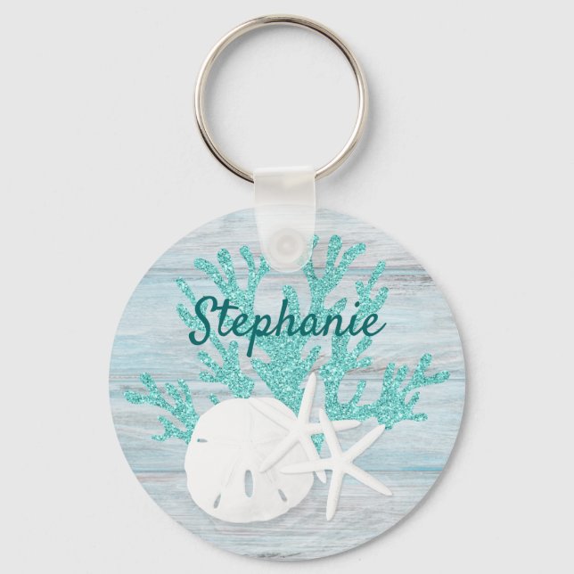 Beach Coastal Personalized Keychain (Front)