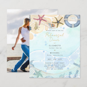 Beach Coastal Photo Rehearsal Dinner Invitation