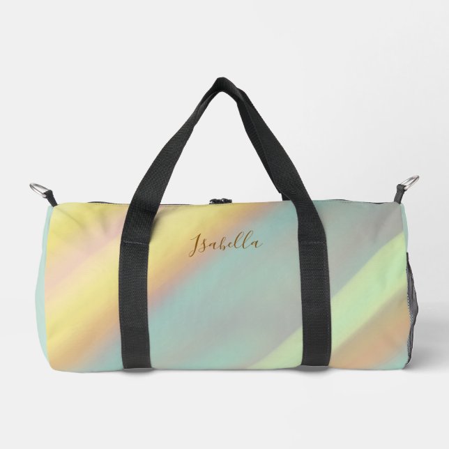 Beach Coastal Seashell Pattern Custom Name Duffle Bag (Front)