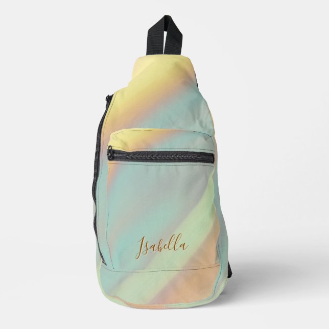 Beach Coastal Seashell Pattern Custom Name Sling Bag (Front)