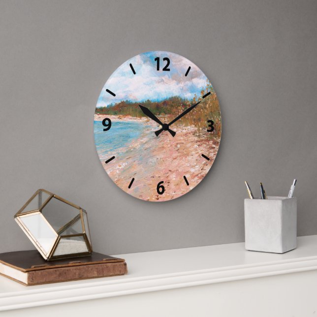 Beach Coastal Shoreline Art Large Clock (Office)