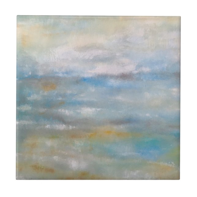 Beach Coastal Theme Abstract Beach Art Tile (Front)