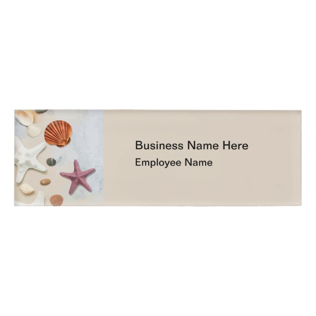 Beach Coastal Theme Employee Name Tags (Front)