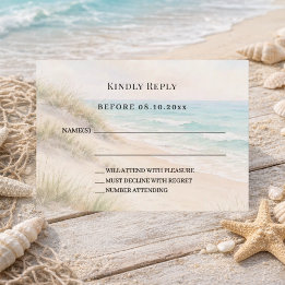 Beach coastal wedding response RSVP Card