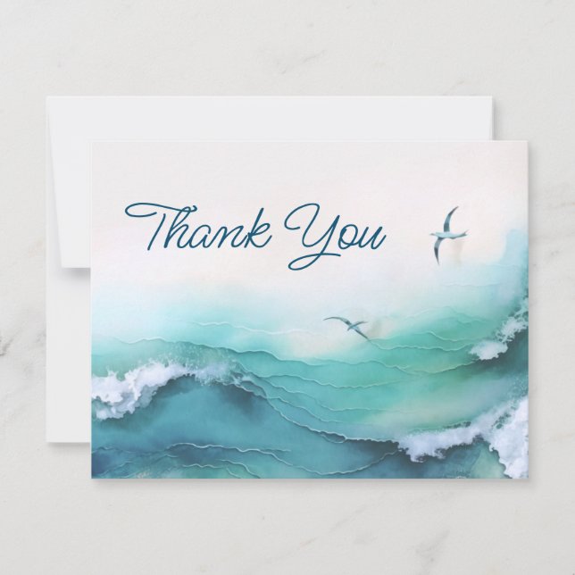 Beach Coastal Wedding Thank You Card (Front)