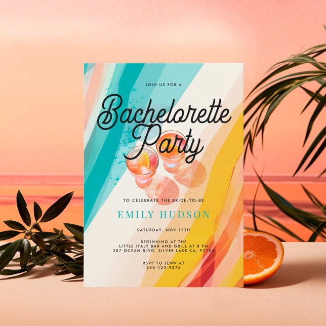 Beach & Cocktail Bachelorette Party Invitation (Creator Uploaded)