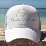 Beach Cocktail Margarita Bachelorette Trucker Hat<br><div class="desc">Margs & Matrimony retro bachelorette party weekend tote bags with a refreshing green colour palette that brings a touch of tropical vibe to your celebration. Perfect gift for your girlies,  customize it with each guests name and let's get that party started.</div>