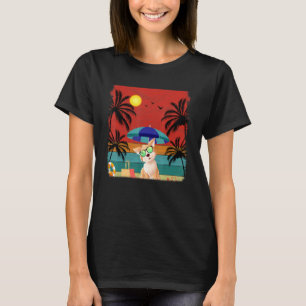 Beach Coconut Tree Retro American Eskimo Dog  Summ T-Shirt