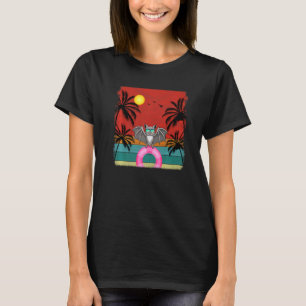 Beach Coconut Tree Retro Graphic Bat Summer T-Shirt