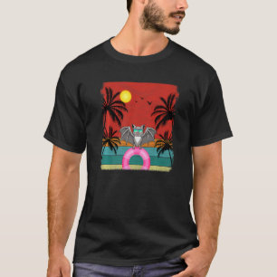 Beach Coconut Tree Retro Graphic Bat Summer T-Shirt