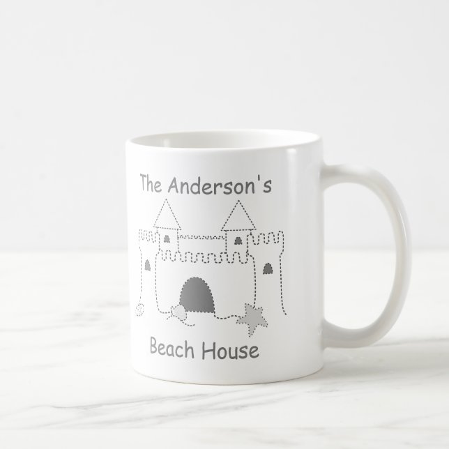 Beach Collection Custom Name Sand Castle Coffee Mug (Right)