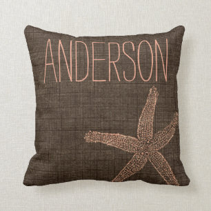 Beach Collection Starfish Custom Name Throw Pillow