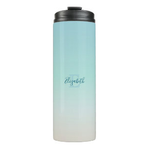 Beach Colors Gradient   Minimal Monogram Thermal Tumbler