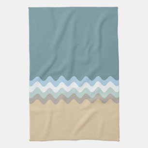 Beach Colour- Light Brown Sand Beige Turquoise Blu Kitchen Towel