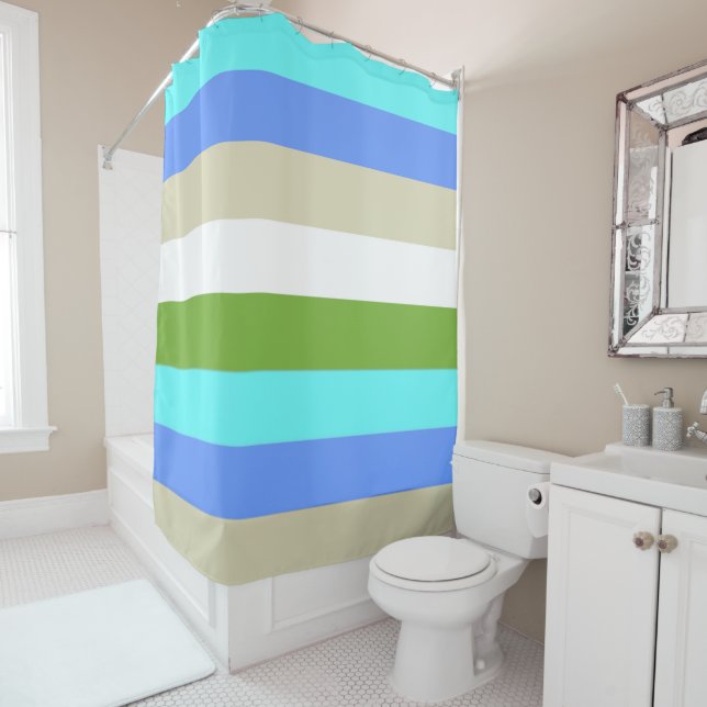 Beach Colour Stripes of Sint Maarten Shower Curtai (In Situ)