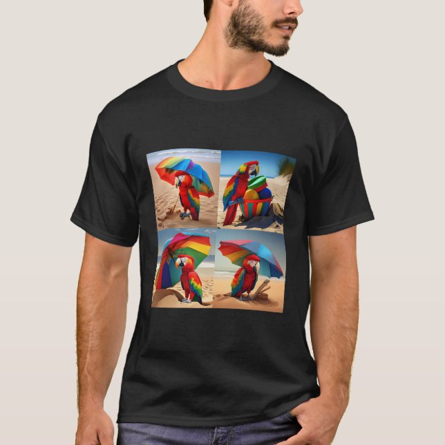 Beach Colourful Parrot T-Shirt (Front)