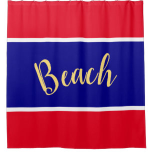BEACH Colourful Royal Blue Bright Red White Stripe