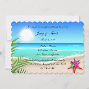 Beach Colourful Starfish Engagement Party Invite