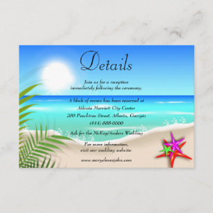 Beach Colourful Starfish Wedding Details Enclosure Card
