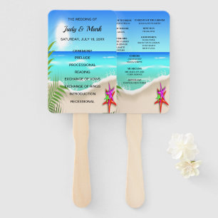 Beach Colourful Starfish Wedding Program Fans