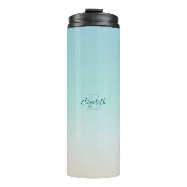 Beach Colours Gradient | Minimal Monogram Thermal Tumbler (Front)