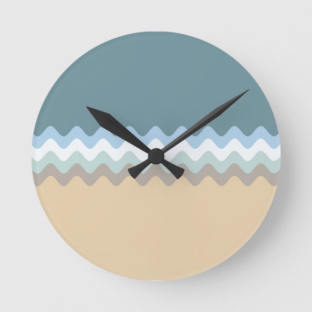 Beach Colours Light Brown/Sand/Beige/Turquoise/Blu Round Clock (Front)