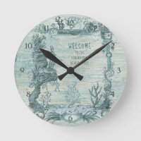 Beach Coral Coastal Ocean Life Vintage Rustic Wood