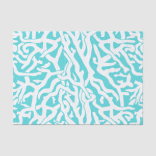 Beach Coral Reef Pattern Nautical Blue White Tissue Paper