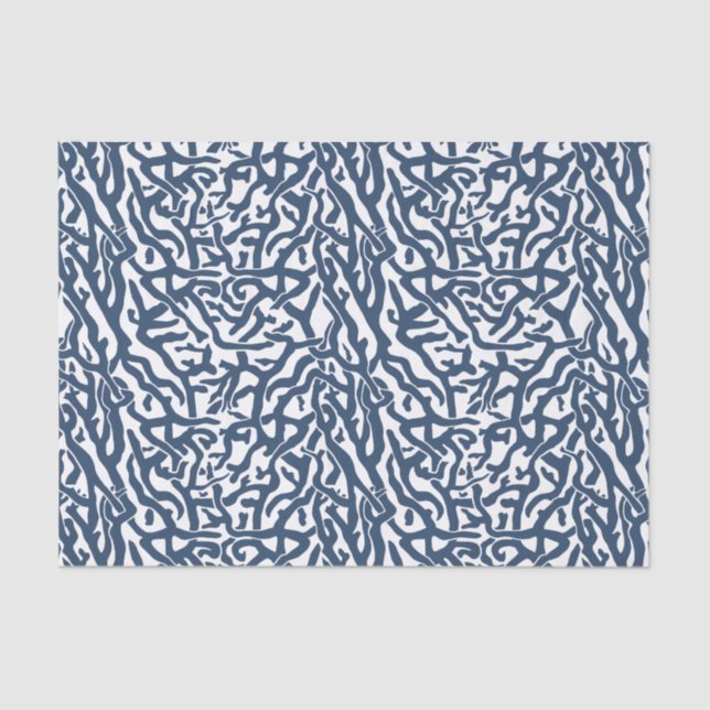 Beach Coral Reef Pattern Nautical Navy White V2 Tissue Paper (Front)