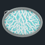 Beach Coral Reef Pattern Nautical White Blue Belt Buckle<br><div class="desc">This pretty ocean / beach-inspired repeating nautical pattern looks like an intricately-woven coral reef in white on a beachy - blue background. The elegant coral reef pattern is done in a stencil look. The colour of blue is reminiscent of bright, clear tropical seas. This simple, modern design is perfect for...</div>