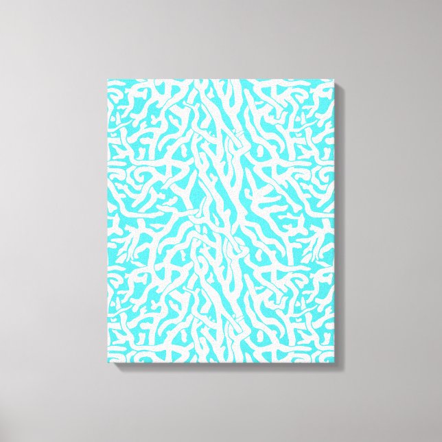 Beach Coral Reef Pattern Nautical White Blue Canvas Print (Front)