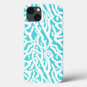Beach Coral Reef Pattern Nautical White Blue iPhone 13 Case