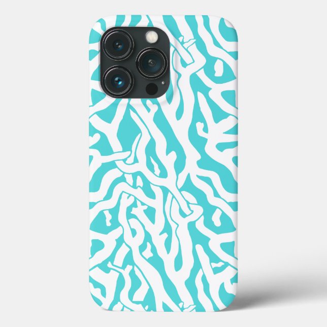Beach Coral Reef Pattern Nautical White Blue Case-Mate iPhone Case (Back)