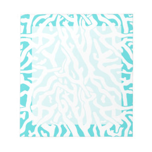 Beach Coral Reef Pattern Nautical White Blue Notepad