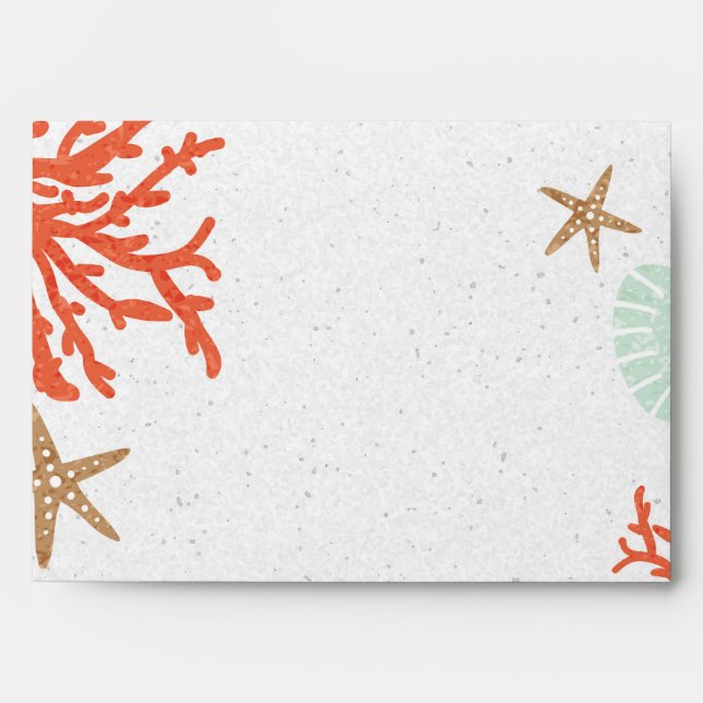 Beach Coral Reef Sea Shell & Starfish Envelopes (Front)