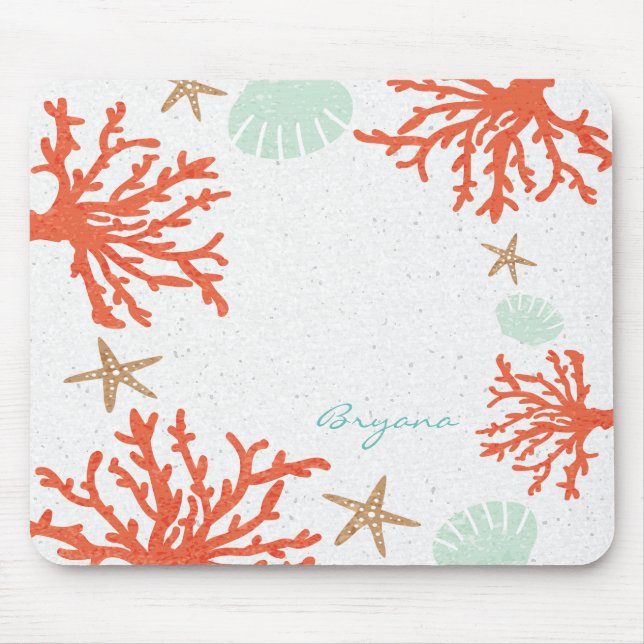Beach Coral Reef Sea Shell & Starfish Mouse Pad (Front)