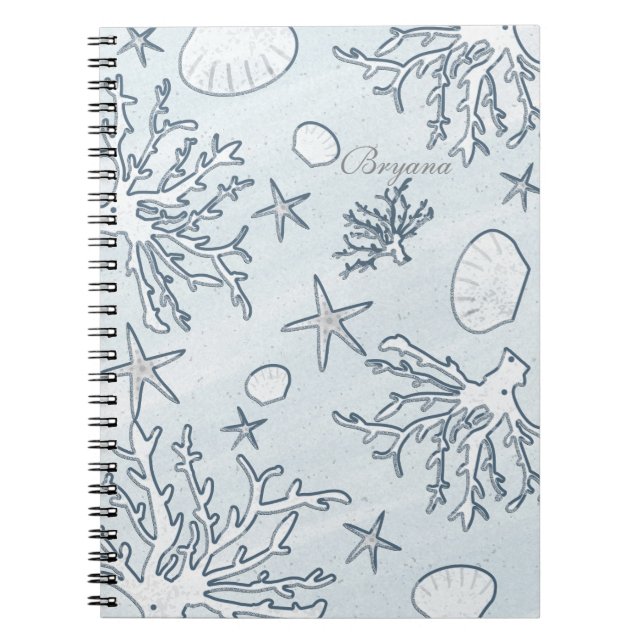 Beach Coral Reef Sea Shell & Starfish Notebook (Front)