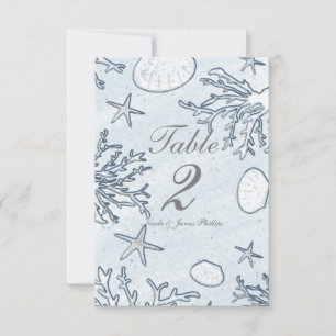 Beach Coral Reef Sea Shell & Starfish Table Number